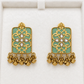 Mint Meenakari Kundan Earrings